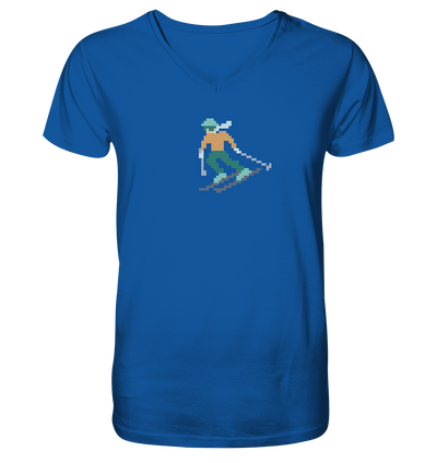 Pixelart Skifahrer - Mens Organic V-Neck Shirt