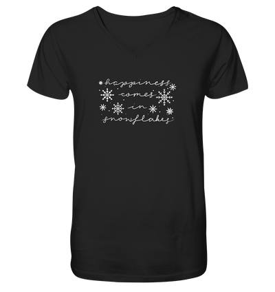 Happiness comes in Snowflakes - Mens Organic V-Neck Shirt