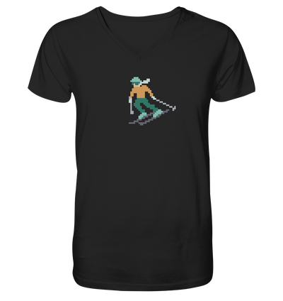 Pixelart Skifahrer - Mens Organic V-Neck Shirt