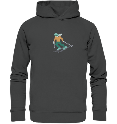 Pixelart Skifahrer - Organic Fashion Hoodie