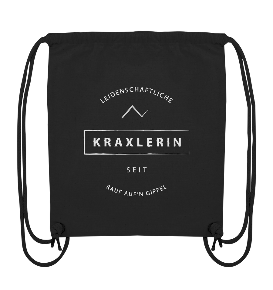 Leidenschaftliche Kraxlerin - Organic Gym Bag - Wunschtext