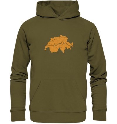 Herzschlag Berge - Schweiz - Organic Hoodie