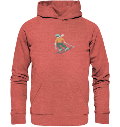 Pixelart Skifahrer - Organic Hoodie