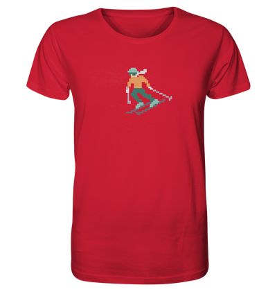 Pixelart Skifahrer - Organic Shirt
