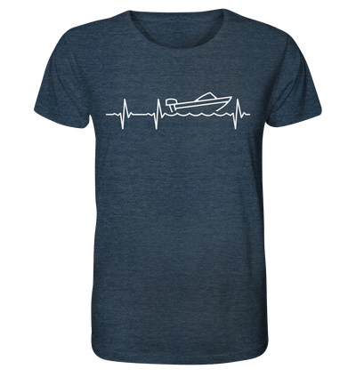 Herzschlag Motorboot - Organic Shirt Meliert