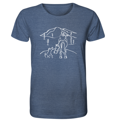 Aussicht mit meinem Hund und Pferd - Organic Shirt Meliert