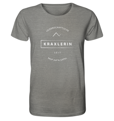 Leidenschaftliche Kraxlerin - Organic Shirt Meliert - Wunschtext