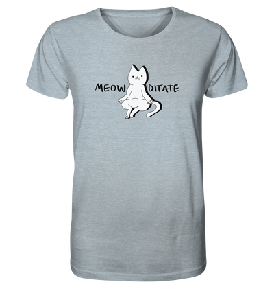 Meowditate - Organic Shirt Meliert