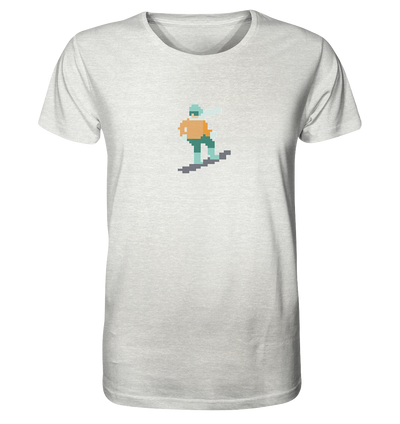 Pixelart Snowboarder - Organic Shirt Meliert